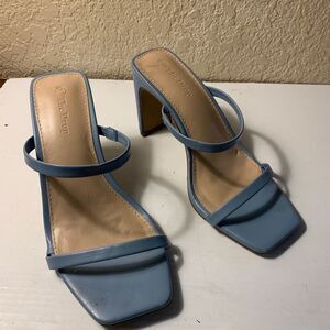 The Drop Size 7 Light Blue Slip On Strappy Heeled Sandals